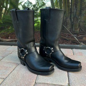 Frye Harness Boots 12R Leather Mid Calf Classic Boots - Black - Women’s Size 8 M